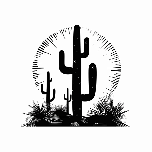 simple and large saguaro cactus, minimalism, vector art, black and white, flat, logo