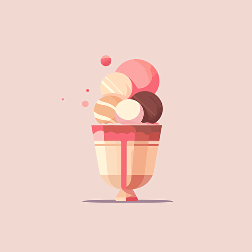 LVMH, the luxury designer brand conglomorate, launched a luxury, premium ice cream brand, specifically neopolitan ice cream and the brown, pink, and cream color scheme, artisan style, corporate logo, minimalist, flat vector, simple background
