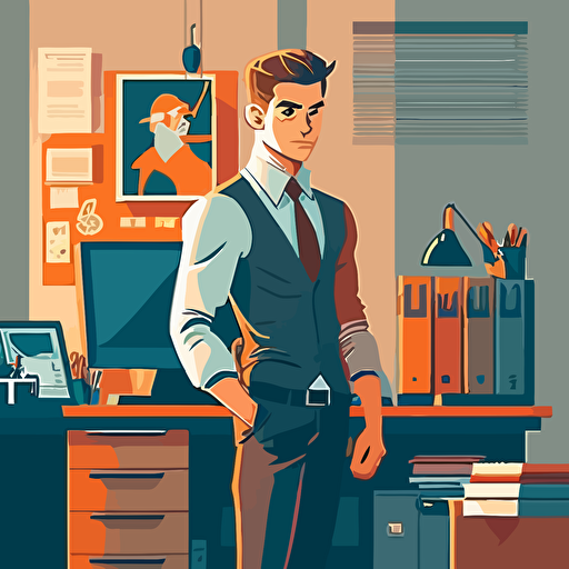 create a vector flat style for office going guy