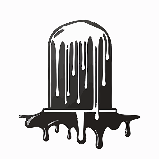 popsicle dripping logo without text, vector design, flat, modern, black and white