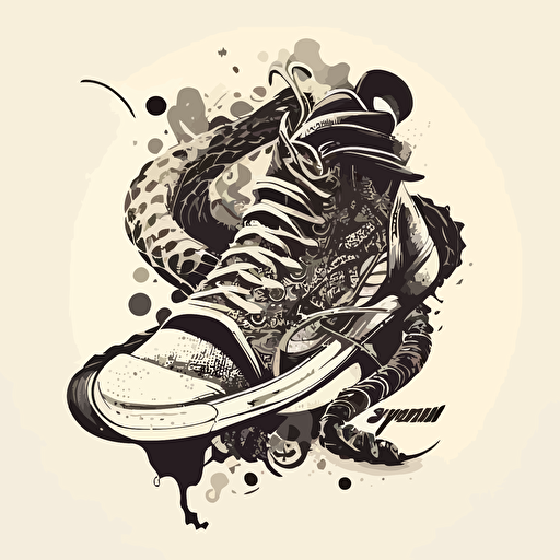 vector logo monotone color snake merging with sneaker shoes