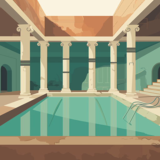 indoor ancient roman thermae, vector look