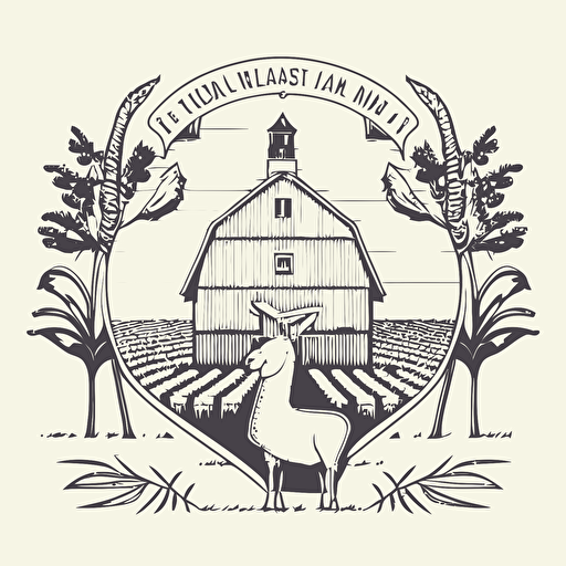 line drawing coat of arms, minimalistic, iowa barn, corn, sheep, Vector