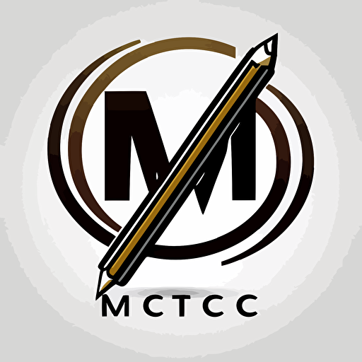 "MC" logo with pencils, minimalistic, vector logo