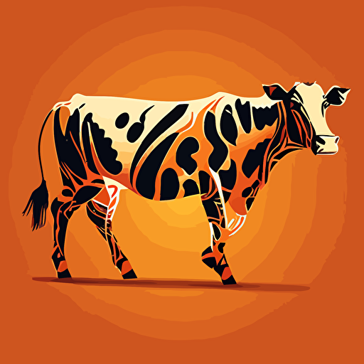 cow with tiger stripes, vector illustration style