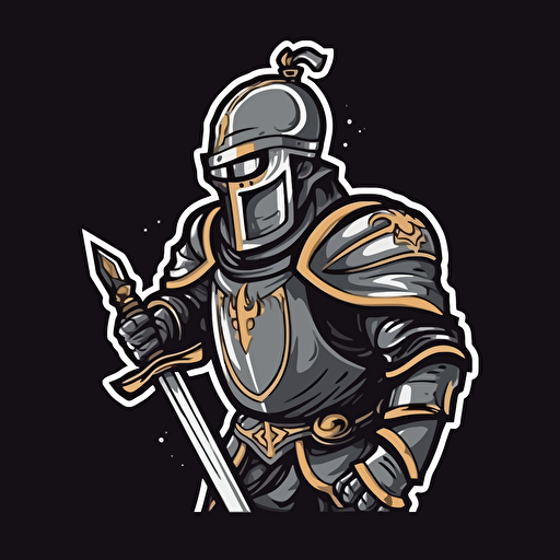 a mascot logo of a knight, simple, vector ,no shading detail, Transparent background