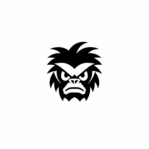 a black and white logo of a menacing angry monkey, vector, simple, by Paul Rand