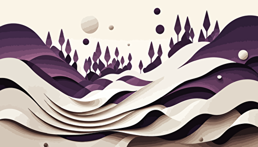 white waving hills nature meditation health abstract vector simple small purple accents