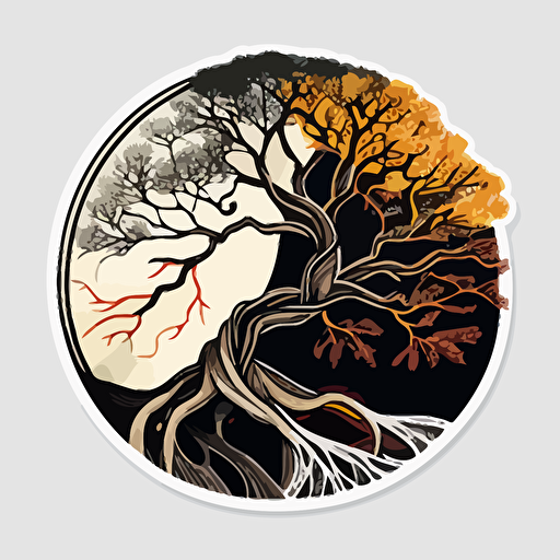 tree of life zen, Circular Sticker, Vector