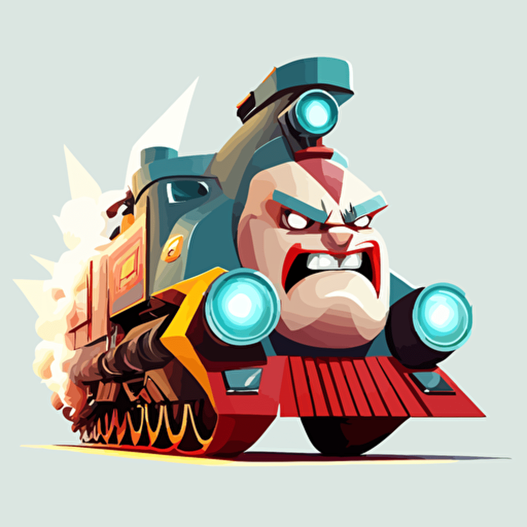 train mascot super details ,2d,vector flat