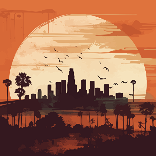 gritty los angeles skyline, vector