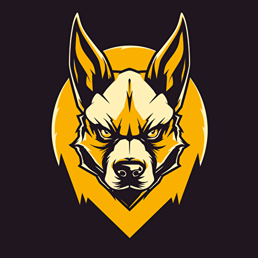 vector logo yellow dog, ears up, like warrior