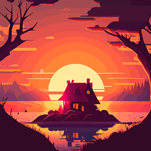 vector beautful home sun rise 1920 x 1080