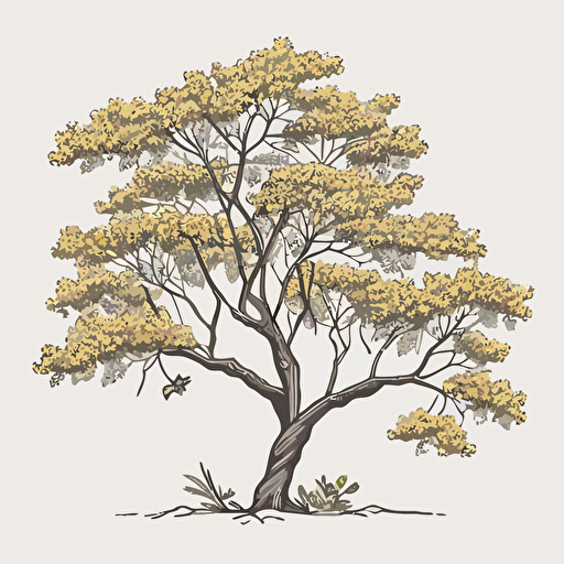 simple line style vector art of empress tree in bloom