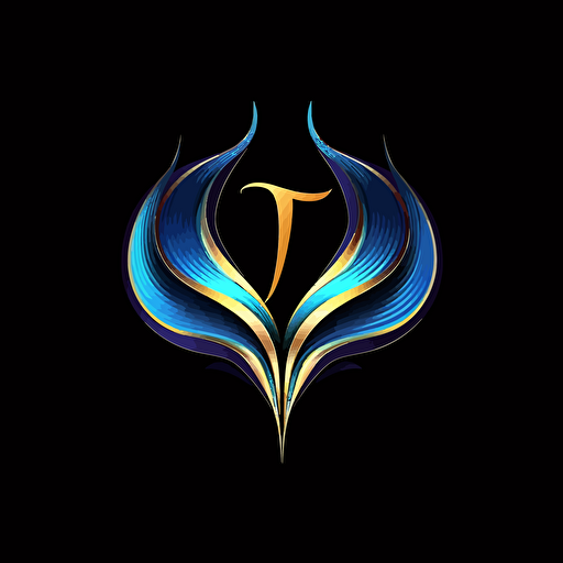 professional, colorful, dark blue color dominant, vector art logo made of "T T", pure black background