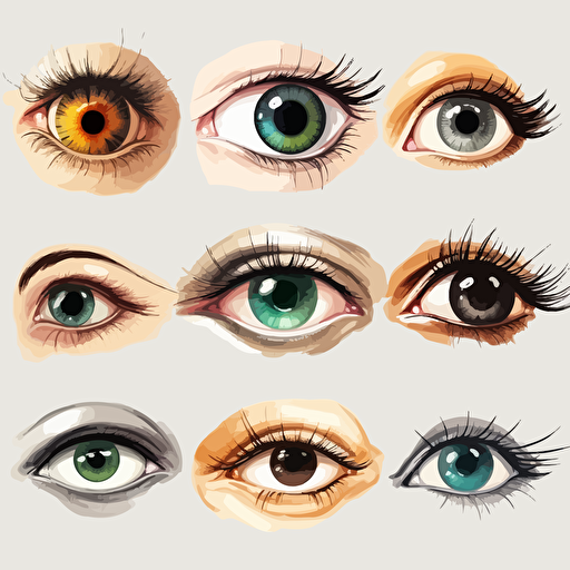 beuatiful eyes set vector style