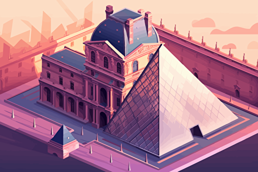 flat picture of Louvre museum, a storybook illustration by Petros Afshar, pexels contest winner, paris school, behance hd, sketchfab, storybook illustration, flat illustration, vector style, hyper detailed objects, perfect objects shape