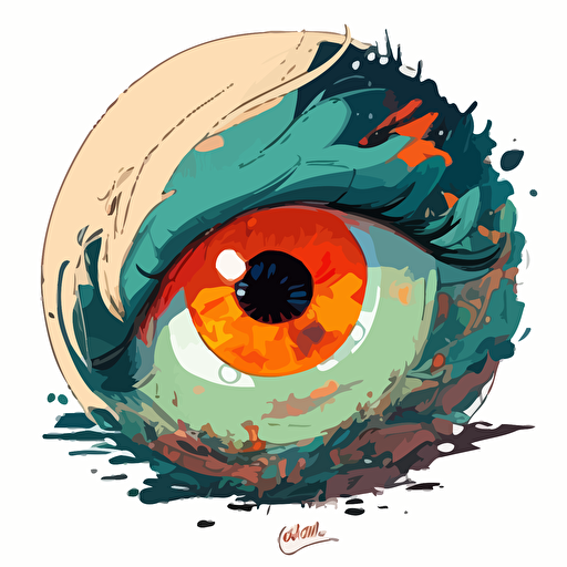 giant eyeball by glen keane, 2d vector art, flat colors, comic book style