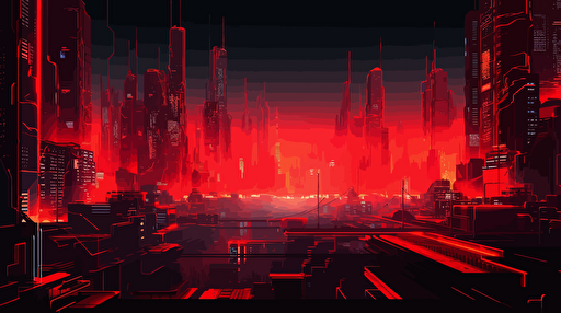 neon city , wtih cyberpunk theme, red low light, vector