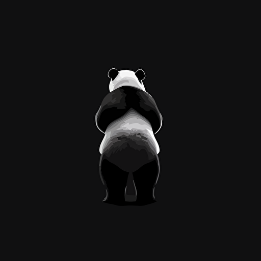 a panda from behind black and white vector logomark minimal