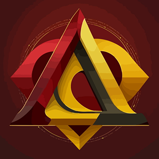 logo combining letter "AICS", fancy, vector, flat 2d, deep red and deep yellow,