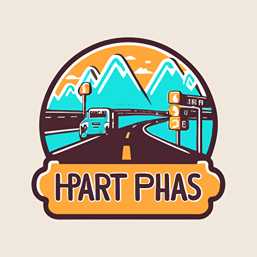 flat vector logo design for road trip app, use roads and digital connections, limit to 2 colors