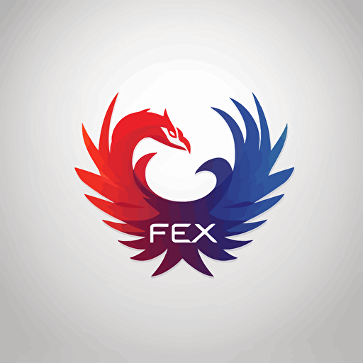 vector 2d logo sample fenix, white,red and blue, in background white