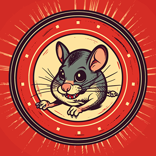 angry rat crawling out of a bullseye, vector art