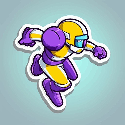 2d minimal vector illustration in bright pastel color depicting a LSU Football Player sticker with a cute vibe isolated on background:: people person::-0.2