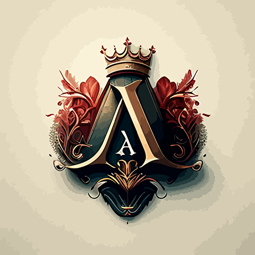 Logo, vector, crown, soccer crest style, letter A above