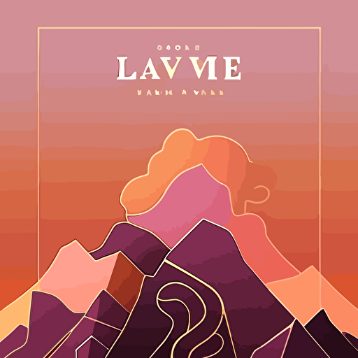 Cover art for a book entitled Love Me Back | STYLE: modern design, vector adobe illustration, cairn, minimalist, in the style of The Alchemist | COLOR: Mauve, orange-gold, guava | MOOD: warm, soft