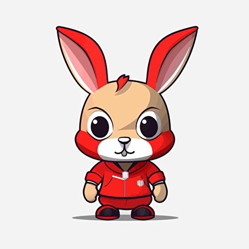 a vector picture in Unreal Engine of a serious rabbit funko pop dressed in Arsenal soccer colors clothes, white background for a clean, minimalist design