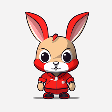 a vector picture in Unreal Engine of a serious rabbit funko pop dressed in Arsenal soccer colors clothes, white background for a clean, minimalist design