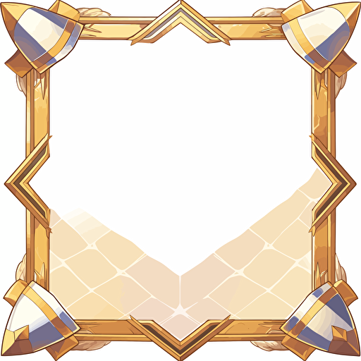 a illustrated gold square border, sqaure, vectorized, clash royale style,