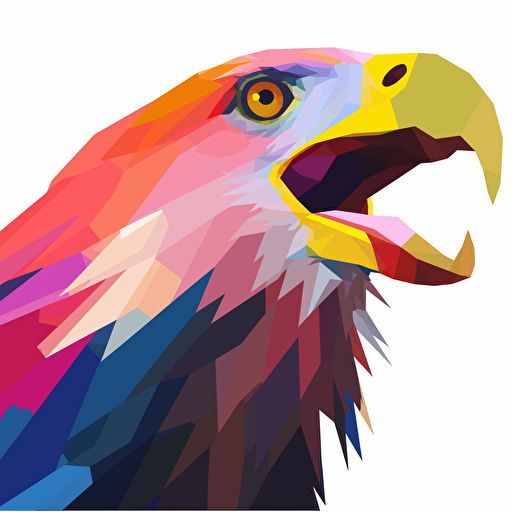 Creative, flat design, vector illustration, eagle head, side view, open mouth,