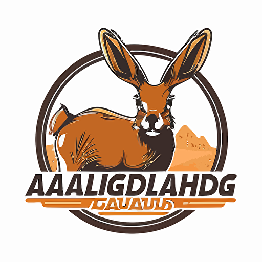 adorable Jackalope at shooting range, vector logo, vector art, 2d, simple cartoon, saturated, white background