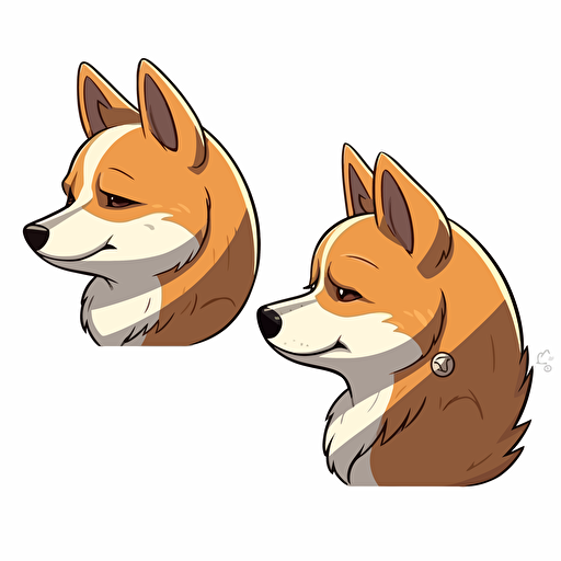 2/3 left side profile shot head and shoulder, cartoon 2d, Shiba Inu wearing pharaoh, cartoon anime, Vector illustration, white background