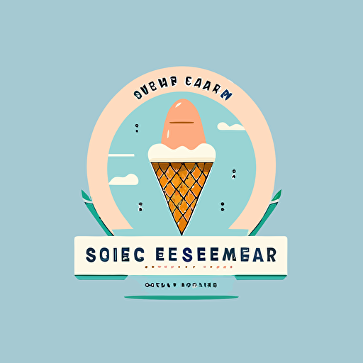 super simple modern ice cream company logo vector in retrofuturistic style, wes anderson style, logo vector