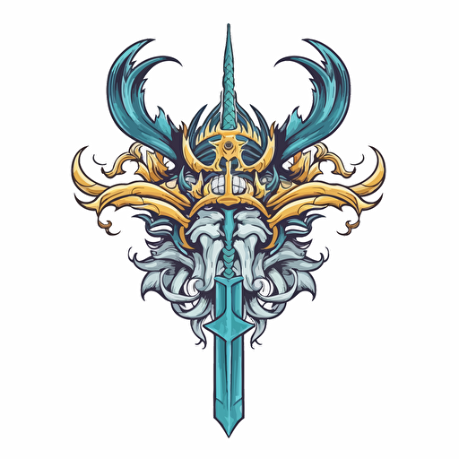 Neptune's trident, 2d, vector art, white background