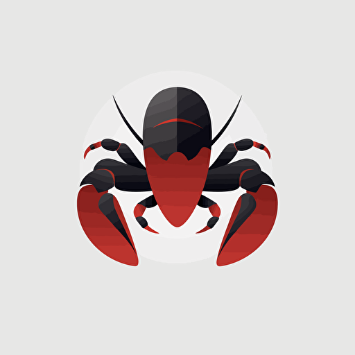 very simple logo for crayfish, red and black colors, vector flat, PNG, SVG, flat shading, solid white background, mascot, logo, vector illustration, masterwork, 2D, simple, illustrator