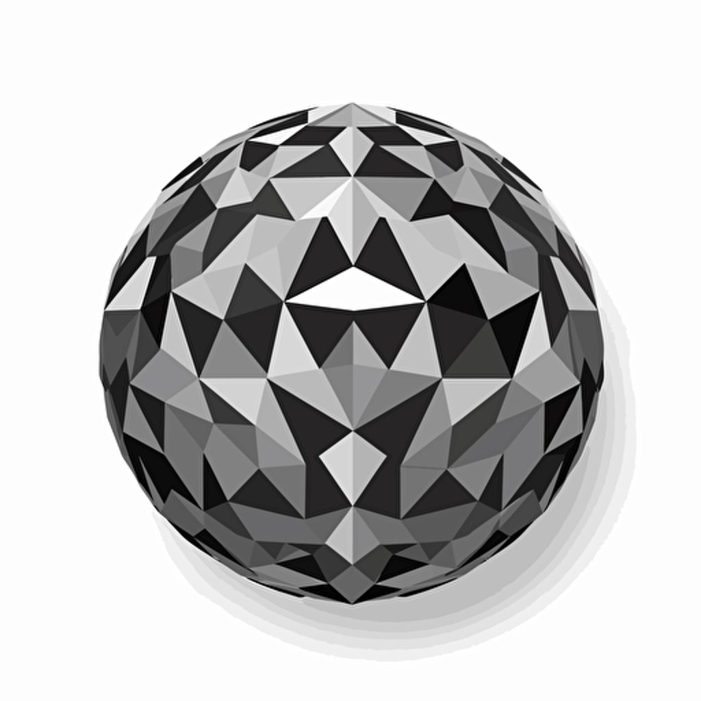 geodesic sphere sticker, negative space, white background, in the style of black and grey, flat vector illustration, orderly arrangements, precisionist style