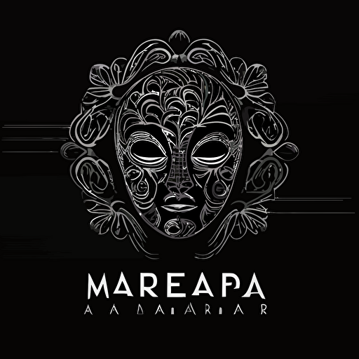 a simple, vector, minimal logo design for an artist called "Marekevada", black backround, cryptic