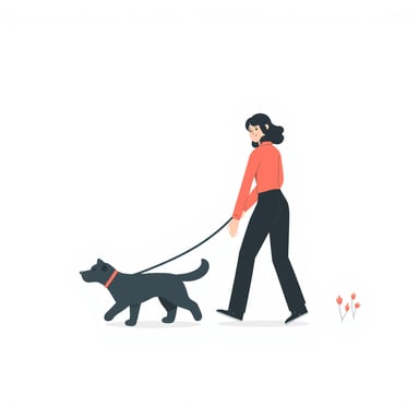 people walking a dog