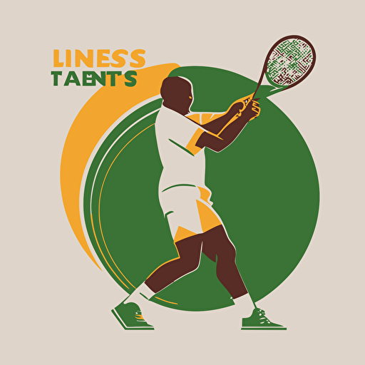 tennis logo in the style of Jerry Pinkney, minimalist flat vector image