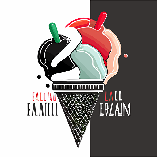 logo image for an italian ice company that is modern and fun black vector white background