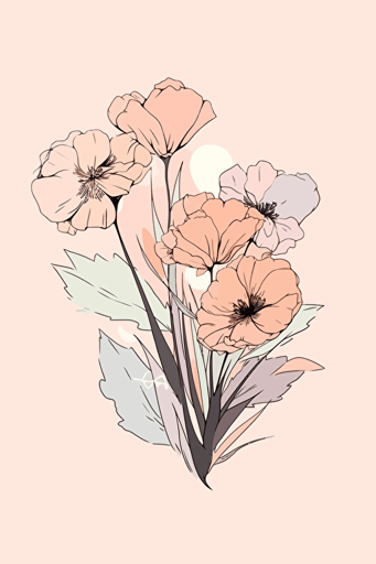 minimalist floral illustration, vector, no border, trending on Etsy