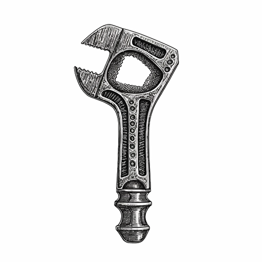Combination Spanner Wrench Garage tool with hand illustration. vector