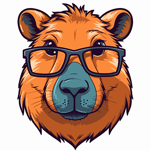 capybara with glasses vector png format