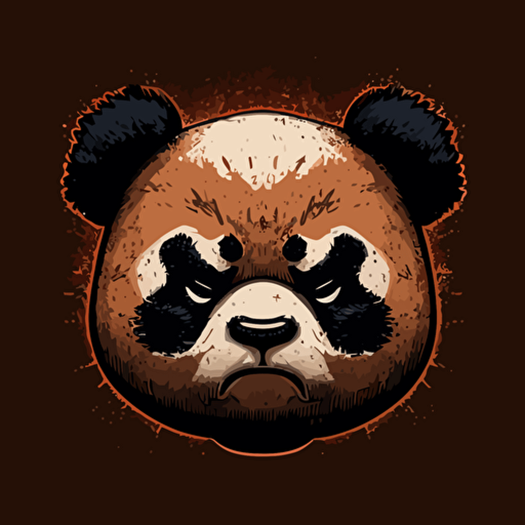 angry panda face vector drawing