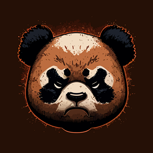 angry panda face vector drawing